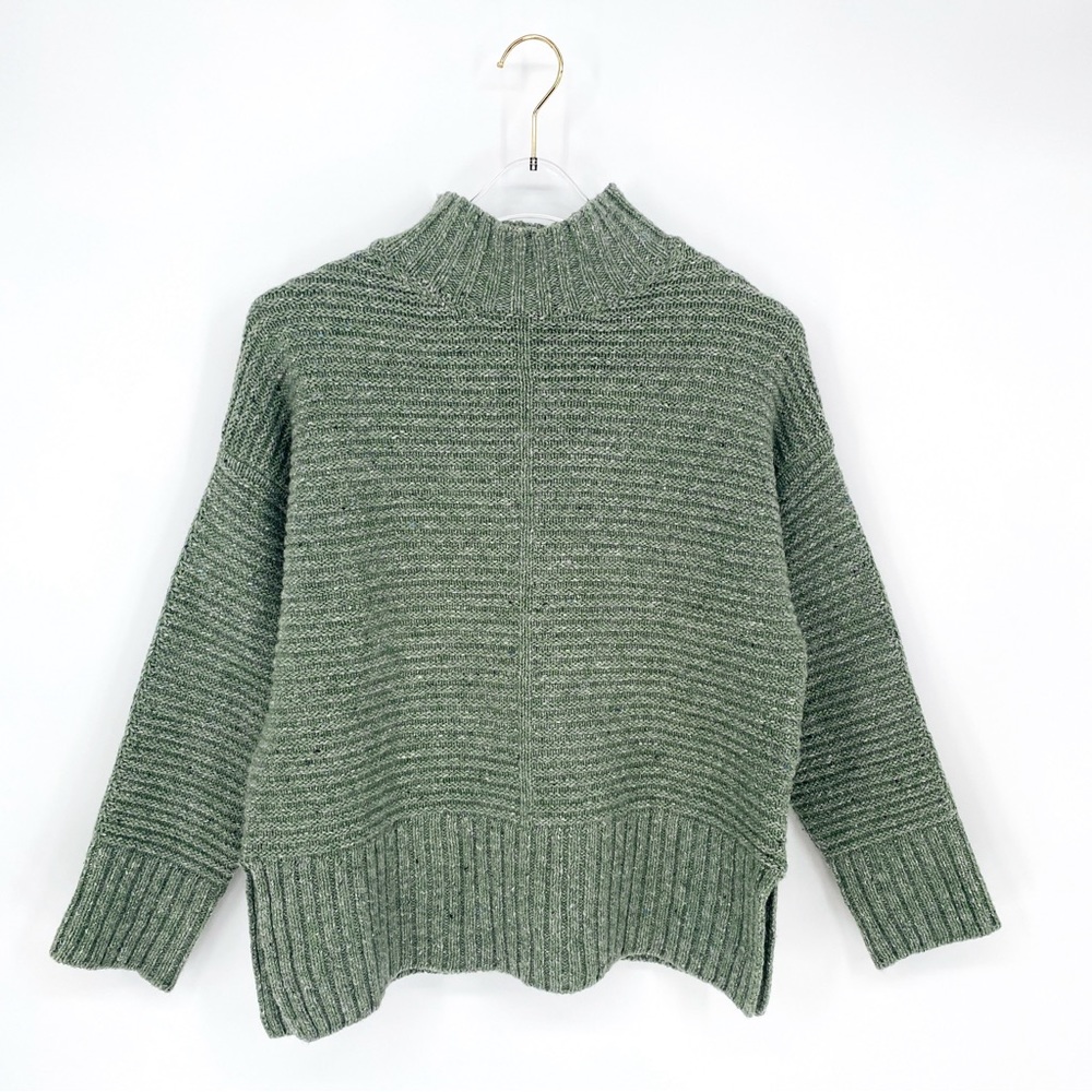 IRELANDS EYE | Iris Funnel Neck Wool-Cashmere Blended Sweater in Green | S - Picture 7 of 14
